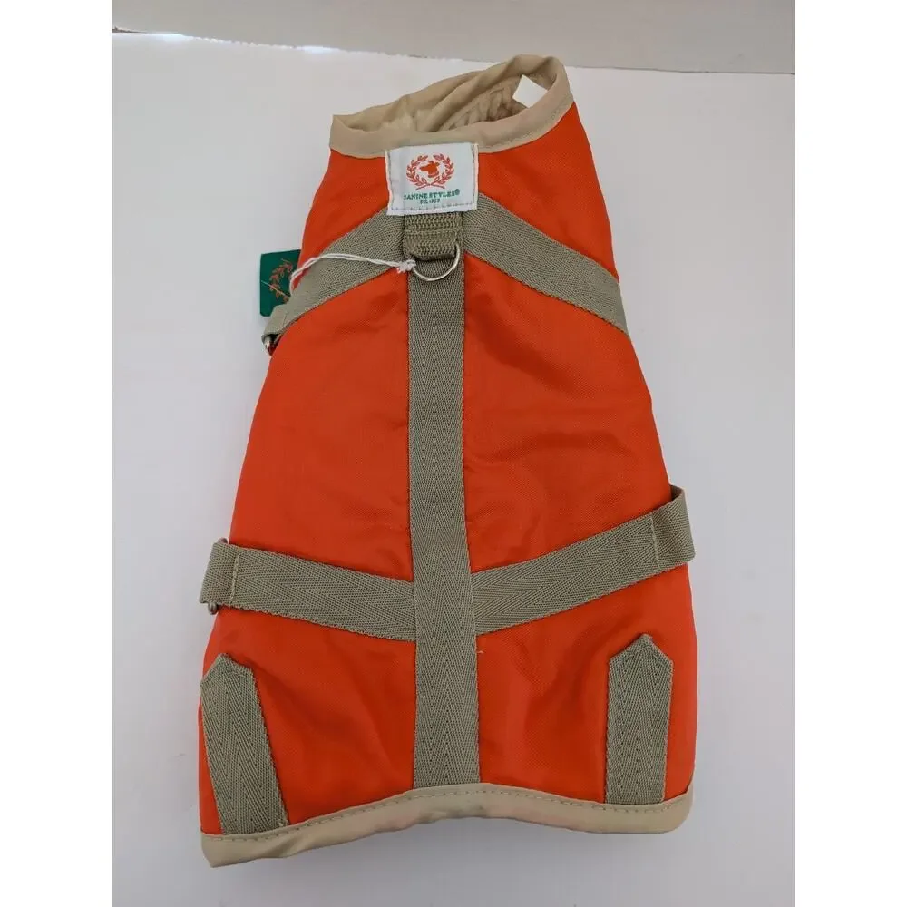 Canine Styles Size 12 Winter Dog Coat with Built In Harness Orange Sherpa Lined